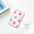 Pink sliding card holder with cute strawberry flower pattern, transparent ABS badge case. - Pink Border Strawberry Flower / Card Sleeve No Accessories