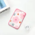 Pink slide card holder with floral pattern, cute ABS bus card sleeve for students. - Pink Border All-over Flower / Card Sleeve No Accessories