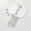 Cute retractable badge reel and transparent ID card holder with claw machine cartoon design. - Light Blue Claw Machine Rabbit Head Shaking / Transparent Sliding Cover + White Retractable Buckle (Line Bear)