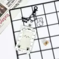Cute cartoon bear student badge protective cover bus card holder with accessories. - Cute Dog Frame With Black Handcuff Clasp (Strap Dog + Black English)