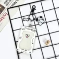 Cute cartoon dog badge holder id card case with keychain and cute pendant for students daily use - Tongue Dog Frame With Black Handcuff Clasp (Strap Dog + Bone)