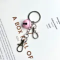 Candy color cute double dog clasp bell keychain variant for bag and clothing decoration - Pink Bell Pendant / Pink