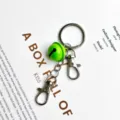 Cute candy color bell keychain with double lobster clasps for keys and bag decor - Green With Bell / Green