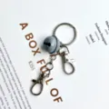 Grey candy-colored bell keychain with double lobster clasps, cute bag pendant and accessory. - Gray