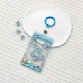Transparent claw machine badge holder with blue retractable reel, cute student ID case. - Blue Claw Machine Elephant Shaking / Sliding Transparent + 3.3 Blue Leather Strap Keychain