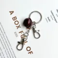 Candy color cute double lobster clasp metal bell keychain for bags and clothing decoration - Coffee