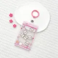 Cute claw machine style transparent badge card holder with pink ring clip and cartoon bears. - Pink Claw Machine Scarf Dog Shaking / Sliding Transparent + 3.3 Pink Leather Strap Keychain
