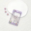 Cute claw machine transparent ID card holder with movable cartoon bear charms for students. - Purple Claw Machine Pajama Bear Shaking / Sliding Transparent (No Accessories)