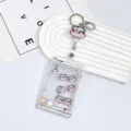 Cute cartoon cow claw machine ID card holder with retractable reel, transparent badge cover. - White Claw Machine Cow Shaking / White Easy-Pull Buckle (Cow Head Acrylic)