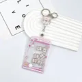 Cute cartoon claw machine transparent card holder with retractable reel and student badge case. - Pink Claw Machine Scarf Dog Shaking / White Easy-Pull Buckle (Scarf Dog Acrylic)