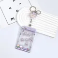Cute Claw Machine Transparent Card Holder with Yoyo Reel Student ID Badge Holder Purple - Purple Claw Machine Pajama Bear Shaking / White Easy-Pull Buckle (Pajama Bear Acrylic)