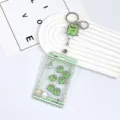 Transparent cartoon dinosaur claw machine badge card holder with retractable keychain. - Green Claw Machine Dinosaur Shaking / White Easy-Pull Buckle (Dinosaur Acrylic)