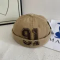 Retro digitaal geborduurde docker cap in beige, stijlvolle streetwear hiphop hoed nieuw. - M (56-58cm) / Khaki