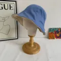 Summer reversible bucket hat for women, casual blue and beige sun protection sunhat stylish. - M (56-58cm) / Blue