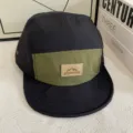 Casquette 5 panneaux unisexe en tissu séchage rapide, visière courte souple et patch aventure. - M (56-58cm) / Noir