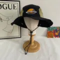 Detalle sombrero pescador colorblock retro secado rápido, senderismo camping sombrero sol - M (56-58cm) / Negro