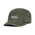 Vintage gewaschene Baumwolle 5-Panel Camp Cap mit weißer Bestickung, legere Kurzschirmmütze. - Verstellbar / Armeegrün