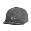 Washed cotton short brim baseball cap detail, vintage dark grey cap texture and logo. - Adjustable / Gray