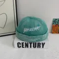 Vintage gewaschene Denim Docker Cap, Retro Streetwear Style Brimless Mütze für Herren und Damen. - M (56-58cm) / Grün