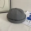 Cappello docker tinta unita asciugatura rapida traspirante berretto senza tesa stile casual - M（56-58cm） / Grigio