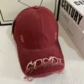 US Retro Distressed Baseball Cap für Damen und Herren, verwaschene rote Streetwear Mütze. - M (56-58cm) / Burgunderrot
