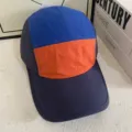 Color-block quick-drying baseball cap, breathable five-panel summer sun protection hat. - M (56-58cm) / Navy Blue