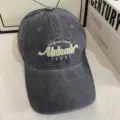 Gorra de beisbol estilo vintage lavado para hombres y mujeres con bordado y ala ancha. - M (56-58cm) / Gris