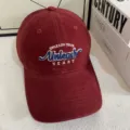 Gorra de béisbol de pana estilo coreano ins con letras bordadas y ala ancha de moda. - M (56-58cm) / Burdeos