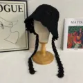 Black crochet bucket hat with long string ties, hollow out summer sun hat detail. - M (56-58cm) / Black