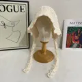 Beige handmade crochet hollow ribbon bucket hat for women, vintage spring summer sun protection. - M (56-58cm) / Off White