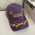 Gorra de beisbol vintage purpura con bordado amarillo, sombrero casual streetwear para primavera. - M (56-58cm) / Púrpura