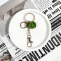 Green bell keychain metal keyring cute bag charm pendant accessory for DIY crafts daily use. - Gold Clasp Four-Section Chain (Medium Green Bell)