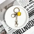 Metal keychain with yellow bell cute charm bag pendant DIY accessory gold hardware - Gold Clasp Four-Section Chain (Yellow Bell)
