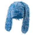 Cute fluffy bunny ear winter hat, warm shaggy plush trapper cap for women and men streetwear. - M (56-58cm) / Sky Blue