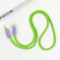 Green mobile phone cross-body lanyard hand-woven detachable neck strap phone charm strap - Green Crossbody Double-Loop Braided Rope (Purple)