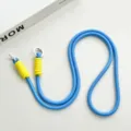 Colorful phone crossbody lanyard hand-woven neck strap with metal rings for daily use - Medium Blue Crossbody Double-Loop Braided Rope (Yellow)
