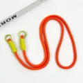 Colorful woven phone lanyard crossbody neck strap with metal rings, orange and yellow. - Orange Crossbody Double Ring Braided Lanyard (Grass Green)