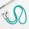 Colorful woven phone lanyard, anti-loss cross-body neck strap with detachable rings. - Lake Green Crossbody Double Ring Braided Lanyard (Light Pink)