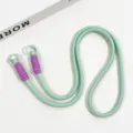 Mint green colorful mobile phone cross-body lanyard with purple woven anti-loss detachable ring. - Light Green Crossbody Double-Loop Braided Cord (Deep Purple)