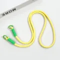 Colorful phone lanyard cross-body strap with green woven ends and detachable metal rings. - Yellow Crossbody Double-Loop Braided Cord (Light Green)