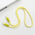 Colorful phone lanyard cross body neck strap with white metal rings for daily use and travel. - Yellow Crossbody Double-Loop Braided Cord (Yellow-Green)