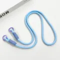 Handmade woven phone lanyard crossbody strap with purple rings light blue aesthetic design. - Blue Crossbody Double-Loop Braided Cord (Gray-Blue)
