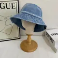 Klassischer Denim-Eimerhut für Damen und Herren, vintage gewaschener Sonnenschutzhut. - M (56-58cm) / Hellblau