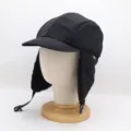 Bonnet trappeur d'hiver noir avec doublure polaire chaude, cache-oreilles et visière. - M (56-58cm) / Noir