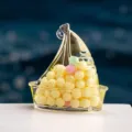 Pendentif de sac à dos porte-clés perles colorées design voilier transparent décoration de bureau - Jaune