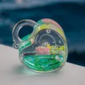 Porte-clés de sable mouvant liquide en cœur avec poupée lotus et de belles paillettes. - Cadenas cœur