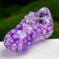 Transparenter lila Acryl Fußballschuh Flüssigkeit Schlüsselanhänger Büro Dekoration - Lila