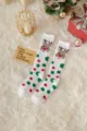 Chaussettes de Noël duveteuses pour femmes, motif de renne mignon et molleton corail. - Taille unique / Chaussettes hautes avec renne blanc