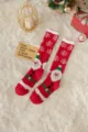 Chaussettes pelucheuses de Noël pour femmes polaire corail chaussettes d'hiver chaudes - Taille unique / Chaussettes hautes avec grand Père Noël