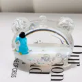 Porte-clés sable mouvant huile acrylique transparente mignon pingouin flottant sac pendentif - Motif Tête d'Ours
